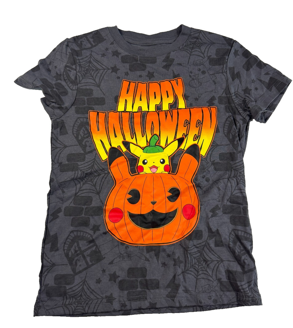 Pokémon Boys' Halloween Short Sleeve Graphic T-Shirt Gray Size XS NWT